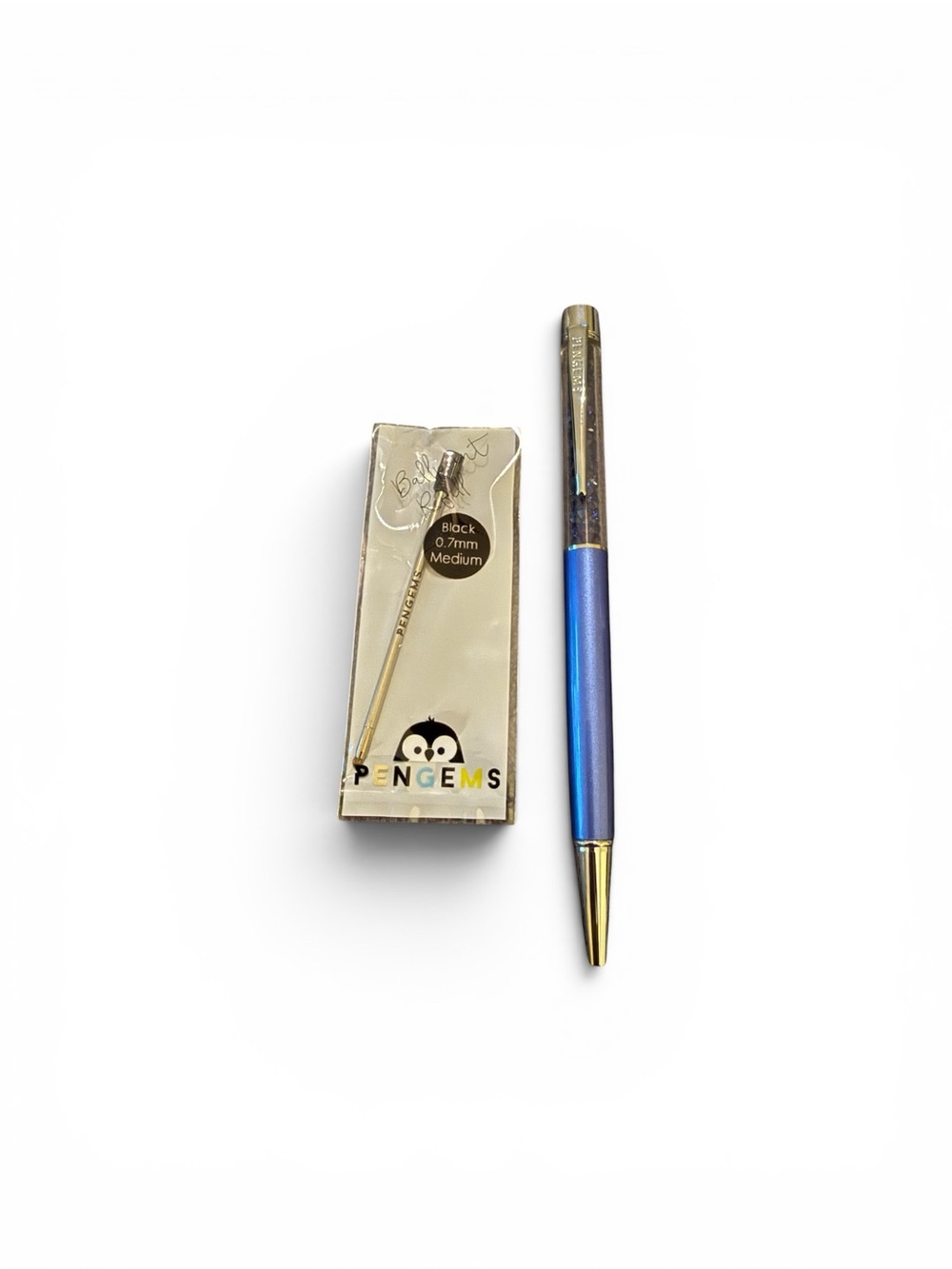 New Blue and Silver Ballpoint Pen with Black 0.7mm Refill